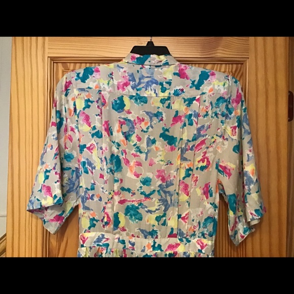 VINTAGE ESPRIT DRESS sz M - 80’s 90’s WATERCOLOR PRINT - Picture 7 of 12